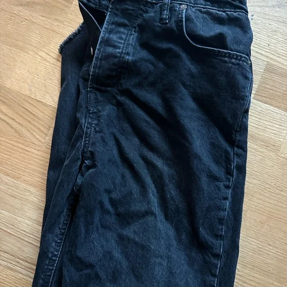 Free People We the Free Distressed Tapered Baggy Boyfriend Jeans (Obsidian) - Picture 2 of 3